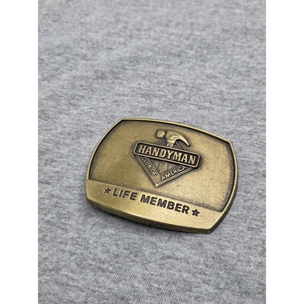 Vintage 1996 Handyman Club of America Solid Brass Belt Buckle Collectible